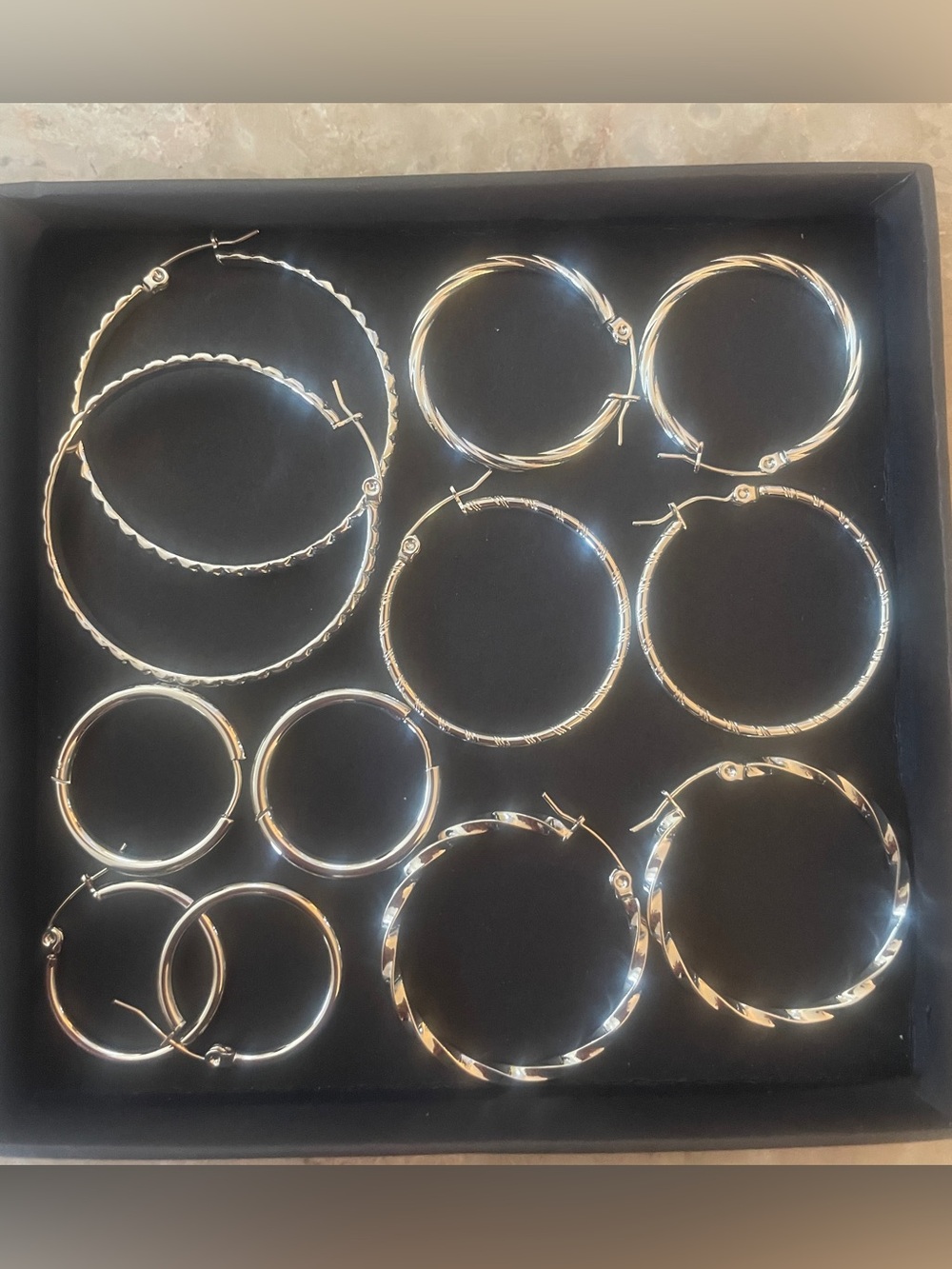 Lot of 6 pair Sterling Silver Hoop Earring NEW! NWOT. Classic Silver JEWELRY!